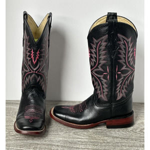 FERRINI Boots Cowboy Western Womens Black & Pink SZ 6 & 6.5